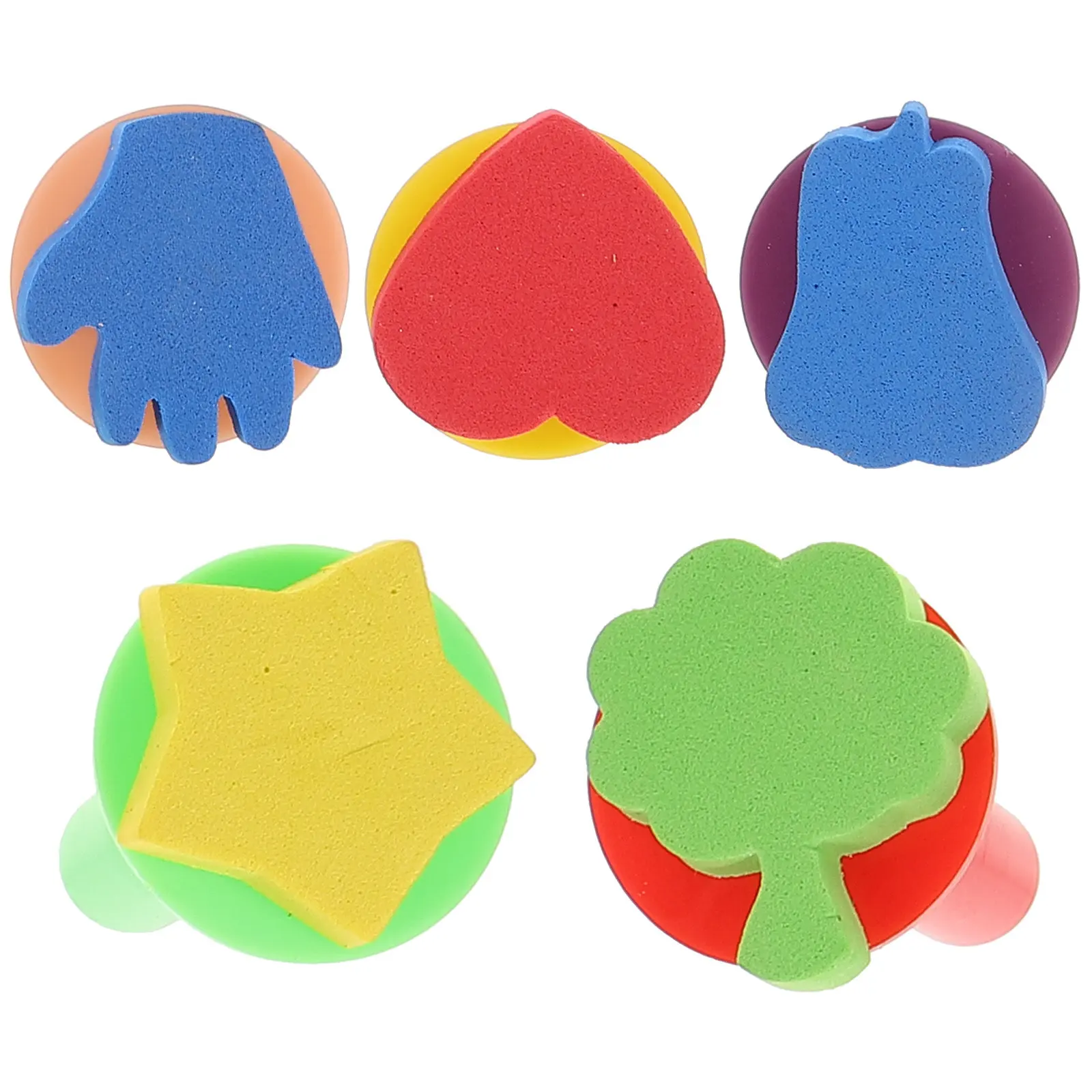 안전하고 부드럽고 가벼운 DIY 아트 공예 용품을 위한 5Pcs 페인팅 스폰지 스탬퍼 세트 수채화 아크릴 오일에 적합