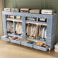 Armoire en tissu pliable Portable surdimensionnée pour chambre à coucher, organisateur de vêtements en toile pliante, support de placard pour vêtements 6