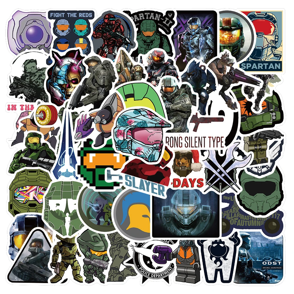 10/30/50pcs Cartoon Shooting Game Halo Halo Doodle Sticker Bike Skateboard  Car Helmet Laptop Computer Wholesale - Sticker - AliExpress