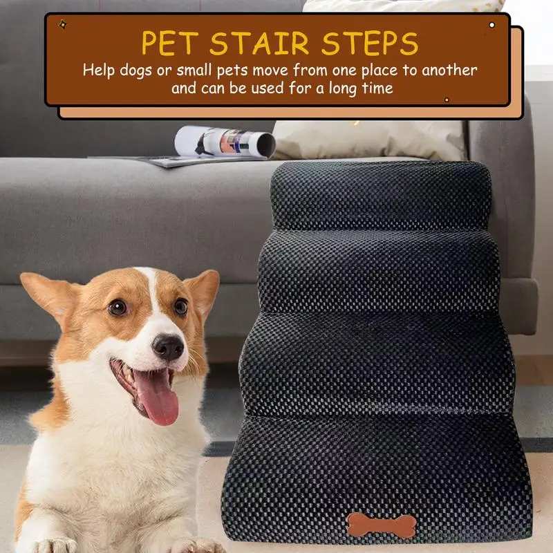 3-Step 4-Step Pet Stairs Pet Cat Steps Ladder Small Dogs Cat Dog House Pet Ramp Ladder Anti-slip Removable Dogs Bed Stairs