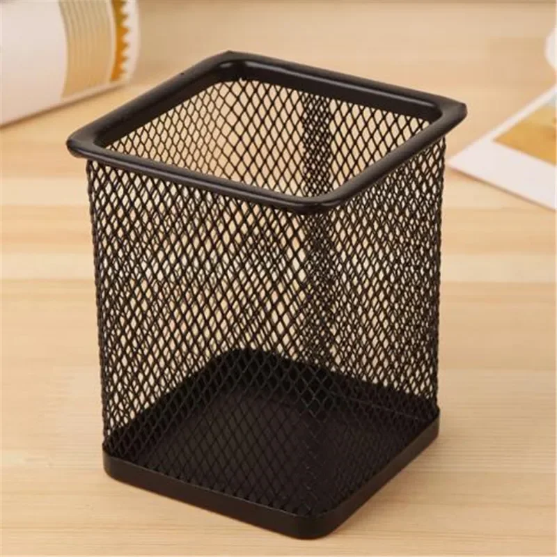 Pencil Case New Pencil Holder Office Desk Metal Mesh Square Pen Pot Cup Case Container Organiser Durable Pencil Case office storage