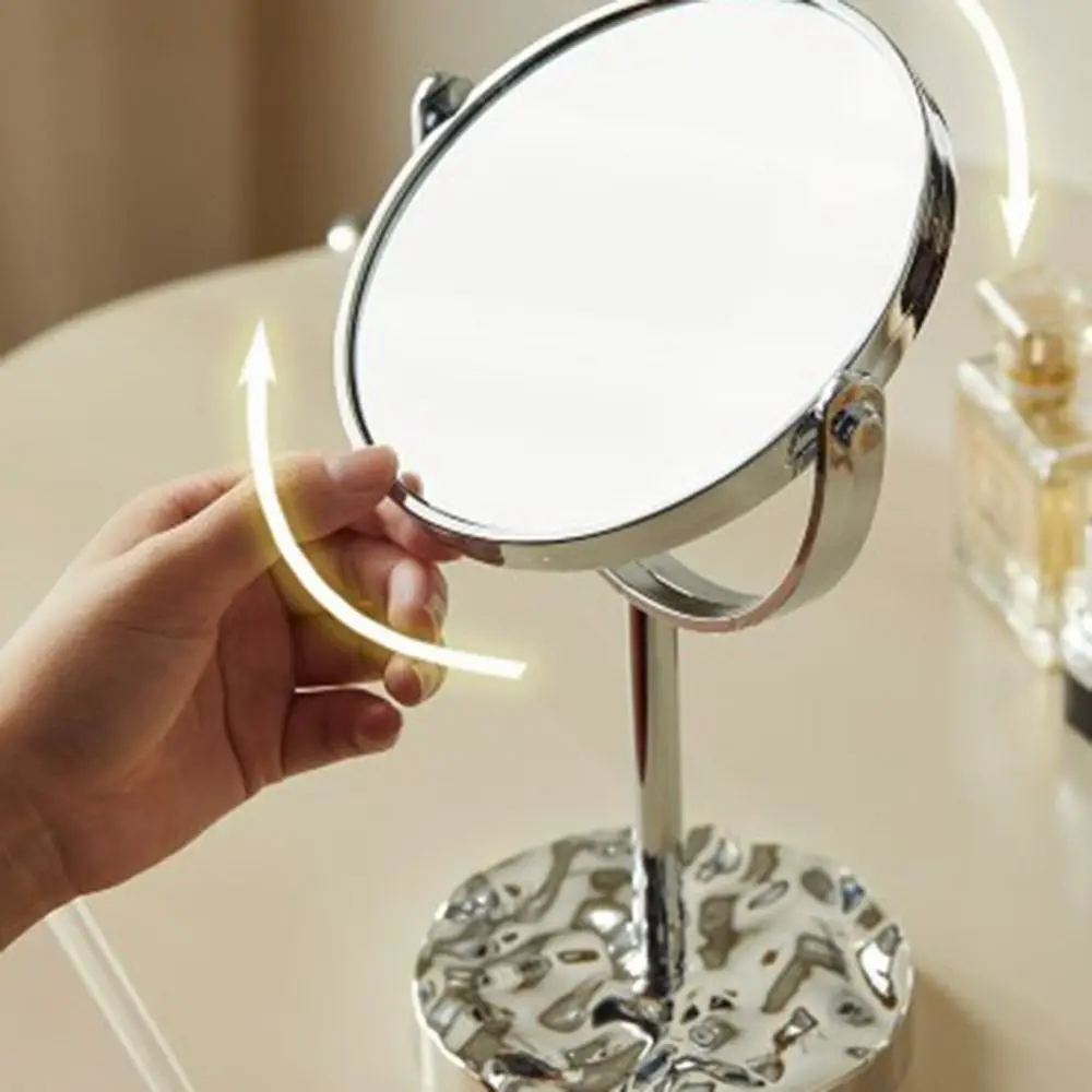 Nordic Double-Sided Vanity Mirror Detachable 360° Rotatable Desktop Stand Mirror 1:2 Magnifying High Definition