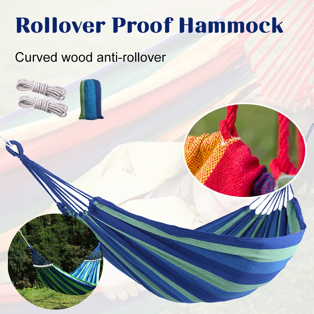 1 Set Amache Da Campeggio Portatili All'Aperto Amache Singole/Doppie Home Travel Camping Swing Canvas Streep Hangen Bed Hangmat