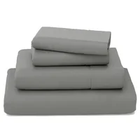 4/6Pcs 100% Bamboo Bed Sheet Set Luxury Smooth Bed Sheet Pillowcase Solid Color Bedding Set Double Queen Size Flat Fitted Sheets 1