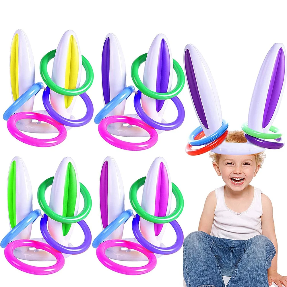Easter Gonfiabile Bunny Ring Toss Game Easter Rabbit Ears Ring Toss Party Game Giocattolo Gonfiabile Regalo Per Kid Birthday Party Favors