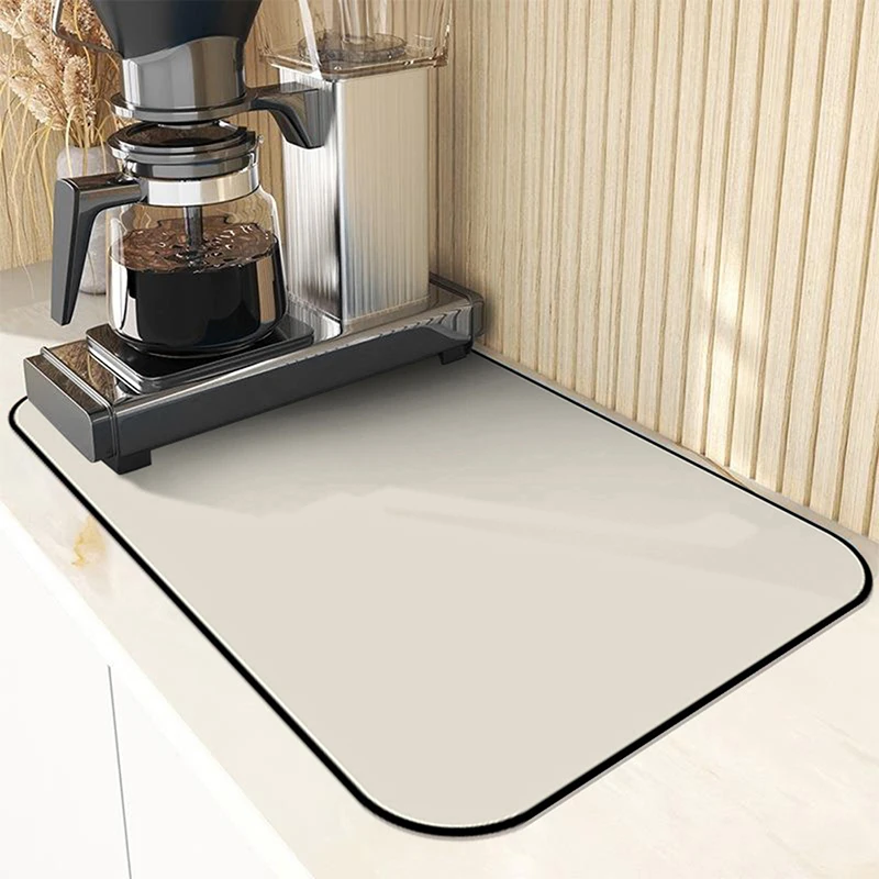 1Pc  Absorbent Mat Kitchen Counter Draining Pad Quick Drain Tool for Bathroom Sink Waterproof Non-slip Solid Color Pad