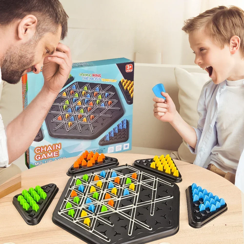 1-8Sets Geometry Chain Chess Puzzle Triangle Chess Desktop Game Rubber Band Training Family Interaction Exercise Thinking Toys - 4