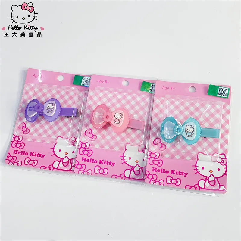 

Hello Kitty Sanrio Anime Characters Bow Tie Bb Clip Cute KT Cat Girly Heart Acrylic Hair Accessories Girls Christmas Gifts