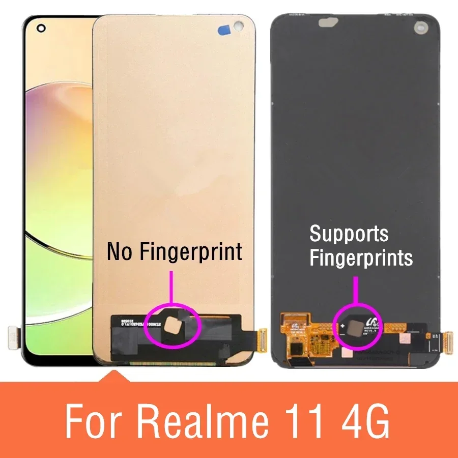 

6.4" AMOLED & TFT LCD For Realme 11 4G LCD Display Touch Screen Digitizer Panel Assembly Replacement
