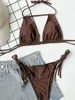 Maillot de bain femme 2 pièces Sexy, ajouré, String, dos nu