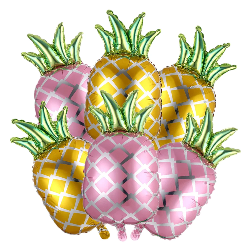 

6 Pcs Pineapple Foil Balloons Gold Decor Hawaiian Party Ornament Supplies Decorative Aluminum Film Banquet