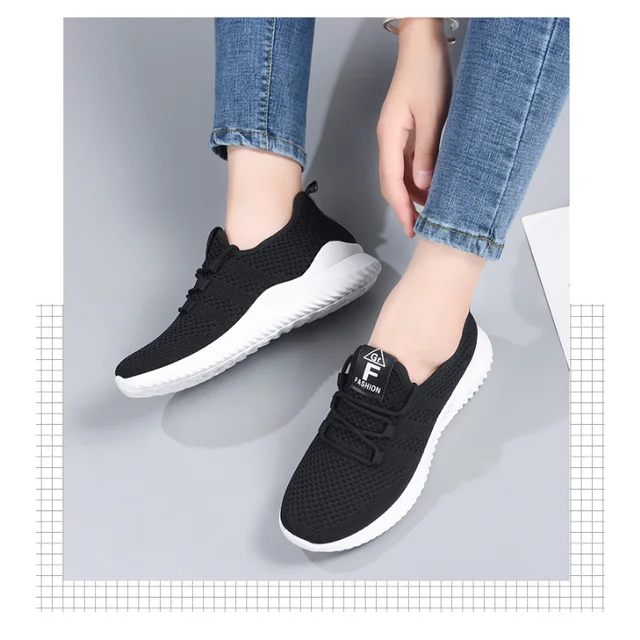 Zapatillas de deporte informales para mujer, zapatos planos transpirables, cómodos, suaves, versátiles, con cordones, a la moda, para correr, Verano - Image 5
