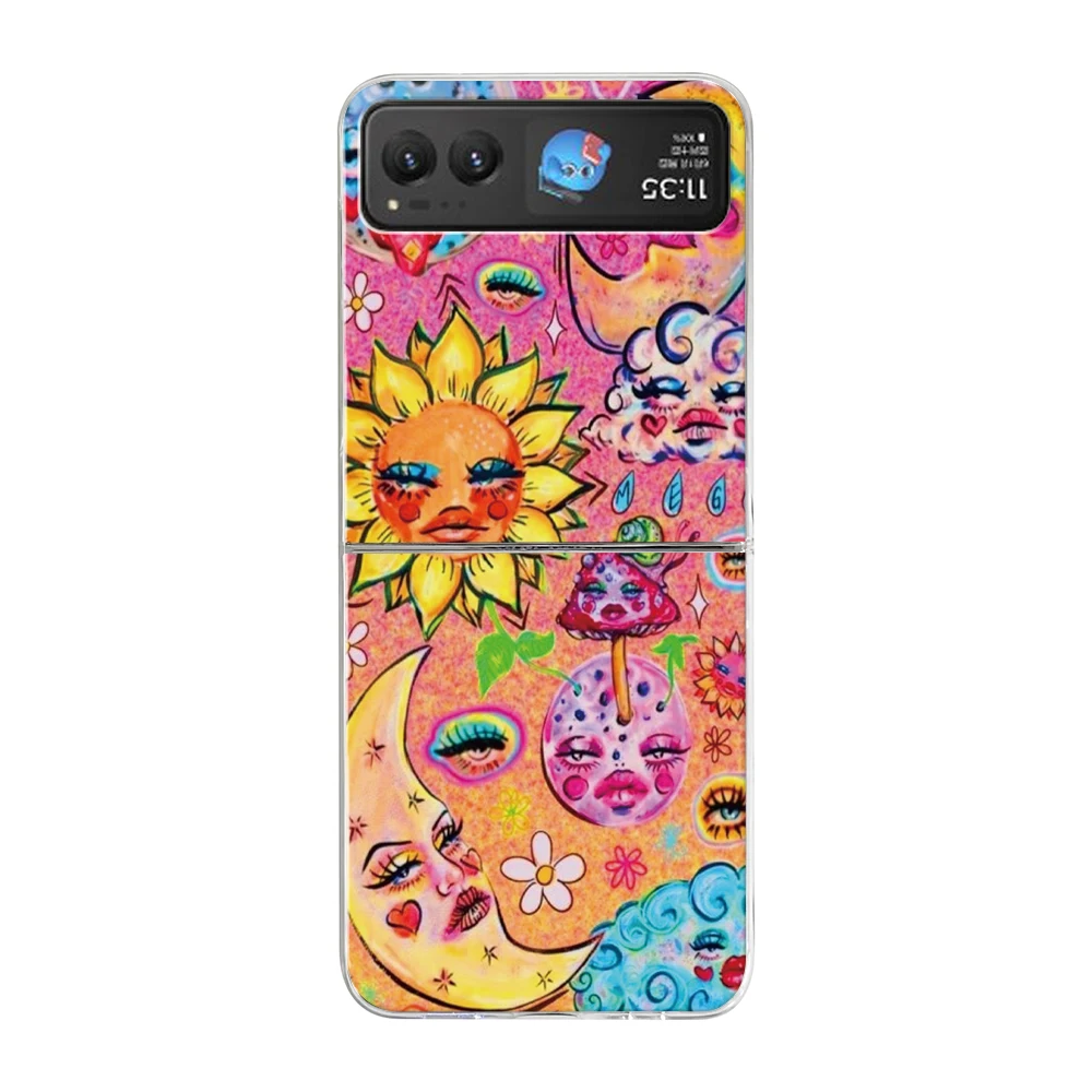 Retro Sun and Moon Transparent Phone Case Cover