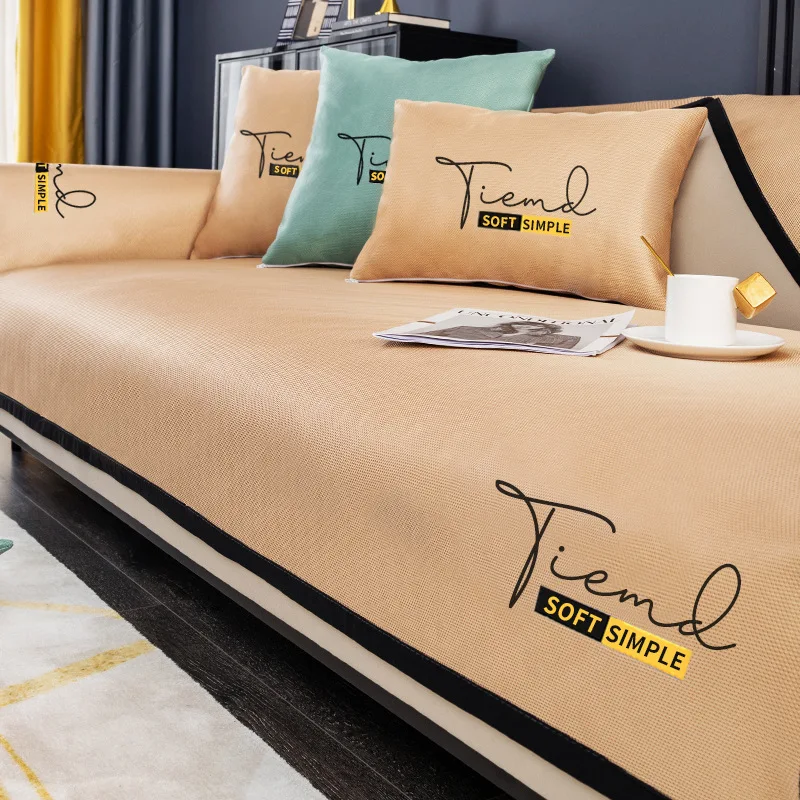 

Ice Silk Sofa Seat Covers Summer New Ice Silk Sofa Cushion Embroidered Mat Cushion Simple and Cool Sofa Towel Machine Washable