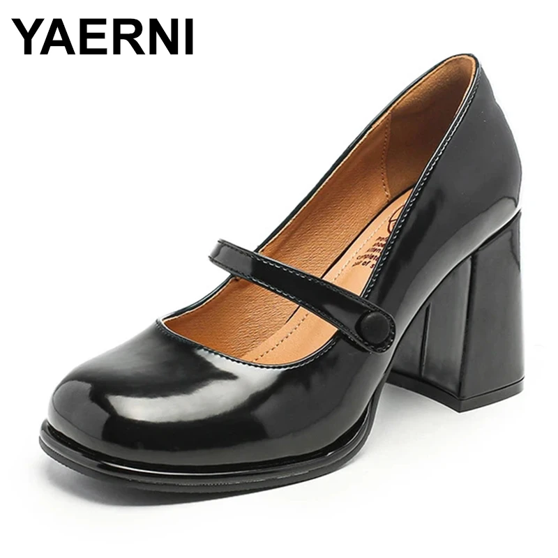 

2023 Mary Janes brand shoes patent leather pumps woman thick high heels pumps women party dress OL shoes spring summer shoes