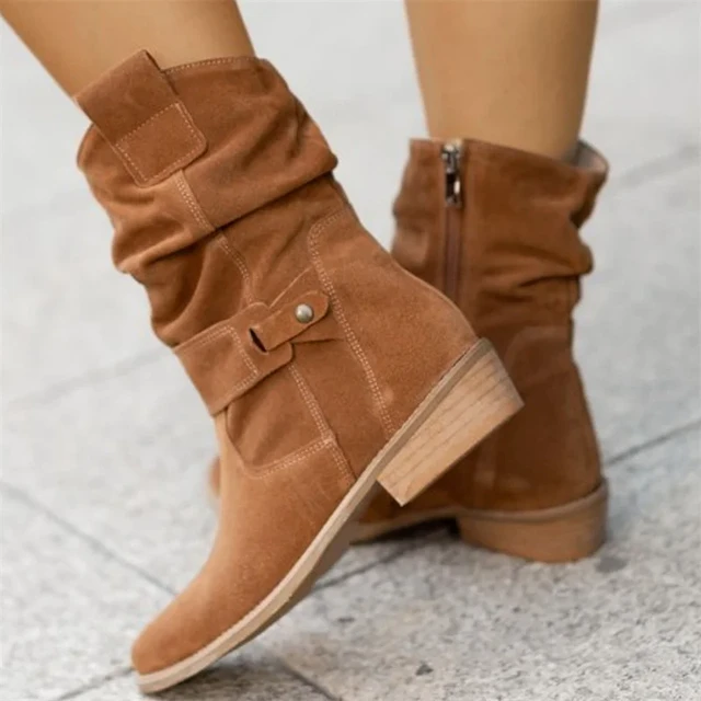 Women's Chunky Heeled Ankle Boots Bowknot Side Zipper - Temu