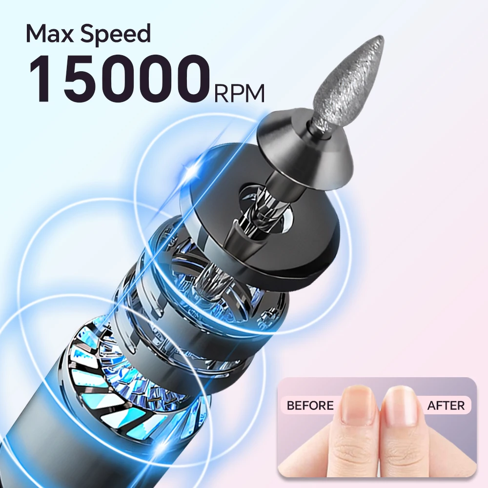 Rechargeable Electric Nail Drill Kit with 3 Modes & LED Display, Professional Manicure Pedicure Tool for Nail Care & Gel Removal