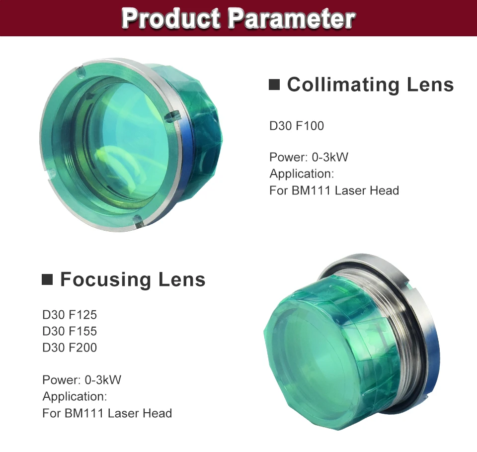 Raytools BM111 Laserkönigungs- und Fokussierlinse D30 F100 F125 F155 F200 0-3KW mit Linsenhalter für Faserschneidkopf – Detail 4