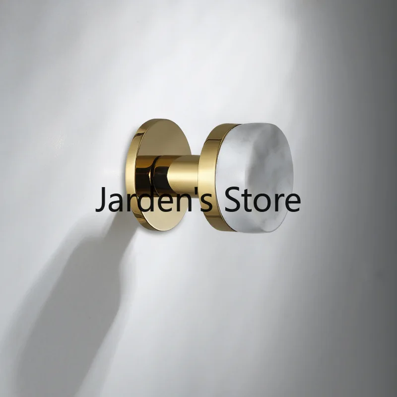 Brass coat hook up natural marble hook Wardrobe decoration hanger Nordic entrance door round coat hook 3