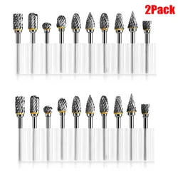 Premium Set of 10 Tungsten Carbide Double Diamond Cut Rotary Burrs for Precision Grinding and Milling (2 PACK)