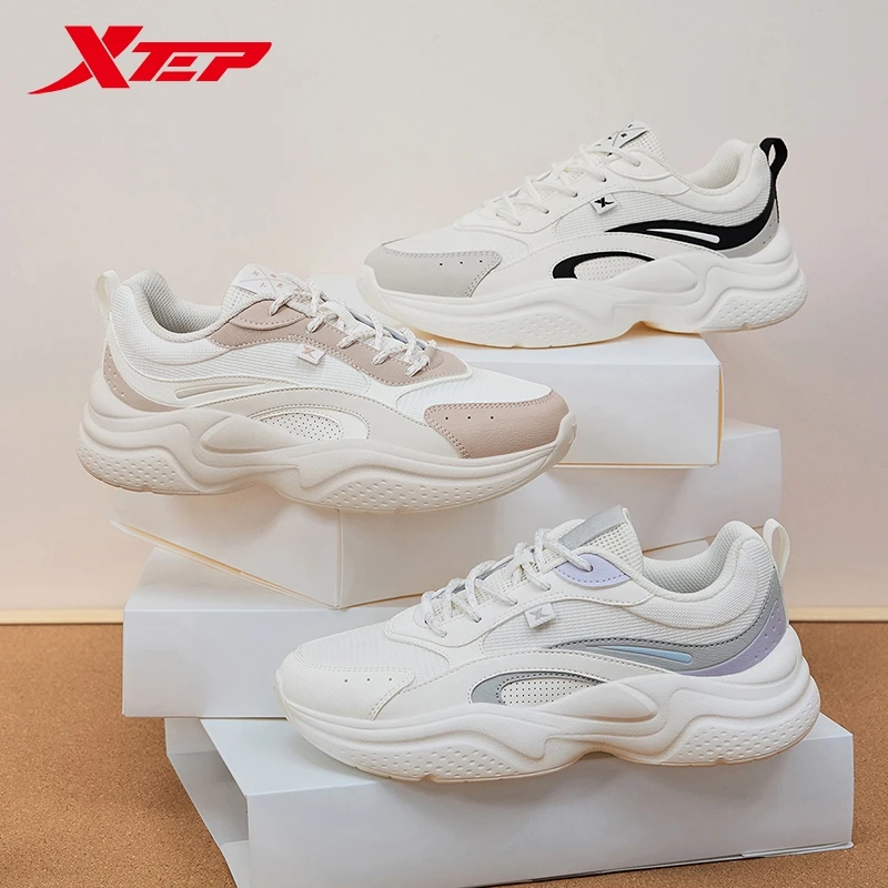 Xtep casual shoes for women spring retro all-match thick-soled anti-slip lightweight breathable sneakers 875118320036 women shoes