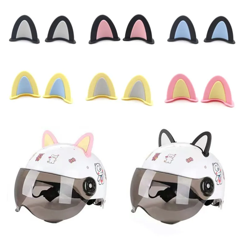 

2Pcs/Set Motorcycle Helmet Cat Ears Cute Electric Car Moto Stickers Driving Styling Universal Helmet Decoration Accessories diy