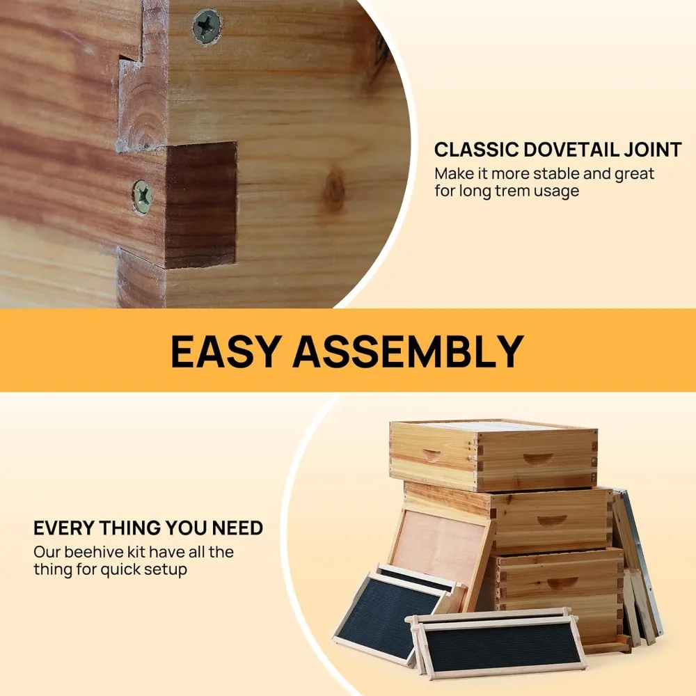 10-Frame Langstroth Bee Hive Coated with 100% Beeswax Includes Beehive Frames and Foundations (2 Deep Boxes & 2 Medium Boxes) 5
