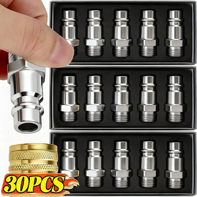 ข้อต่อลมแบบนิวเมติก 30/5 ชิ้น มาตรฐานยุโรป EU แบบยูโร ข้อต่อเร็ว สำหรับเครื่องอัดอากาศ เกลียวตัวผู้ BSP 1