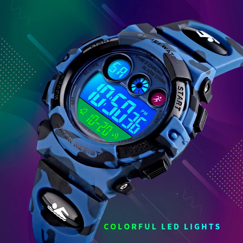SKMEI 1547 Colorful LED+EL Lights relogio infantil Children's Sport Kids Watches Young And Energetic Dial Design 50M Waterproof 4