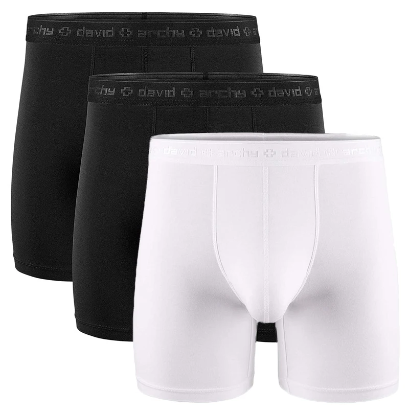 DAVID ARCHY Boxer da uomo, biancheria intima da bagno, ultra morbida e traspirante, confezione multipla, nero, blu marino, rosso vino, XL
