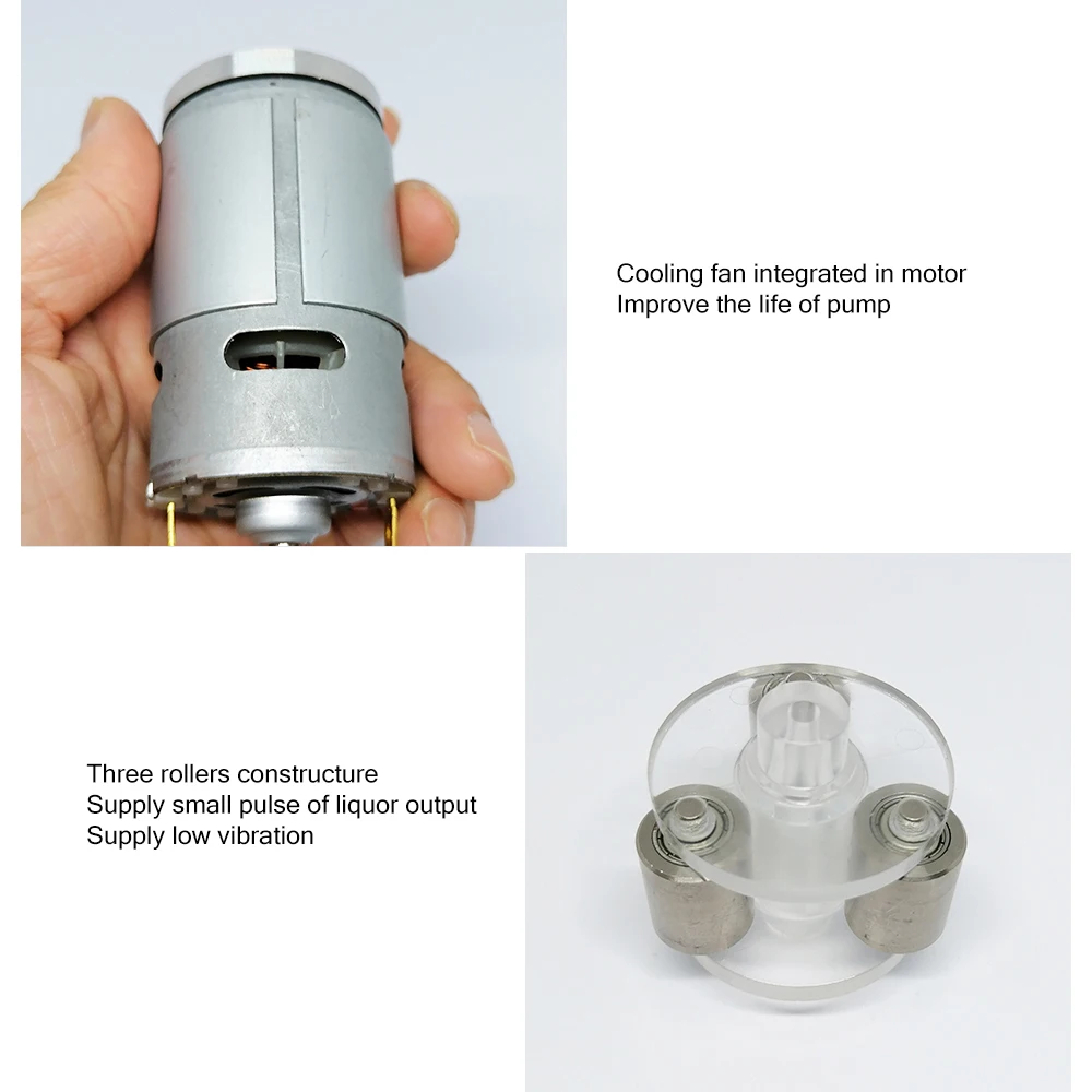 GROTHEN DC 24V Peristaltic Pump Large Flowrate Liquid Dosing Pump 1200ml/min 3 Rollers with Food-grade Silicone Tube for Lab