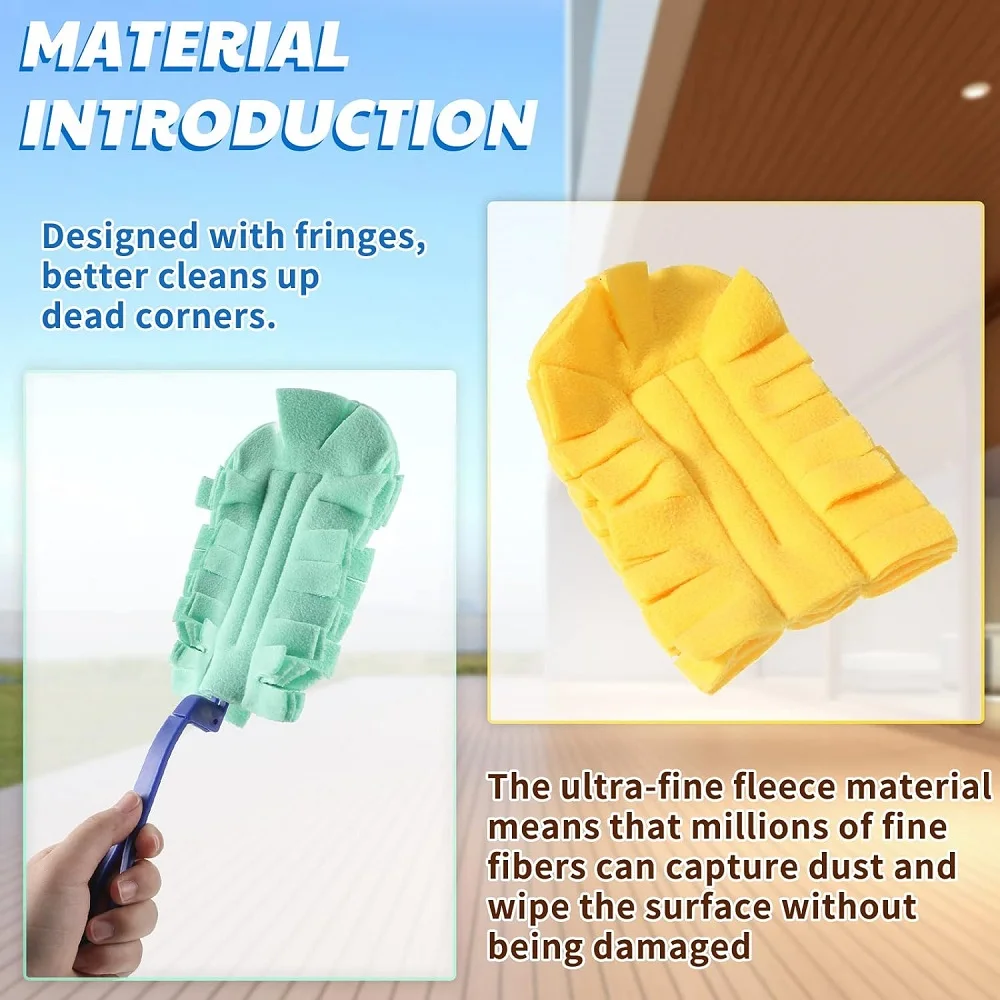 Description Picture 4 of item2PCS Duster Refills with Foldable Handle Cleaning Fleece Reusable Sweeper Dust Pads for Cleaning Ceiling Fan Hardwoods
