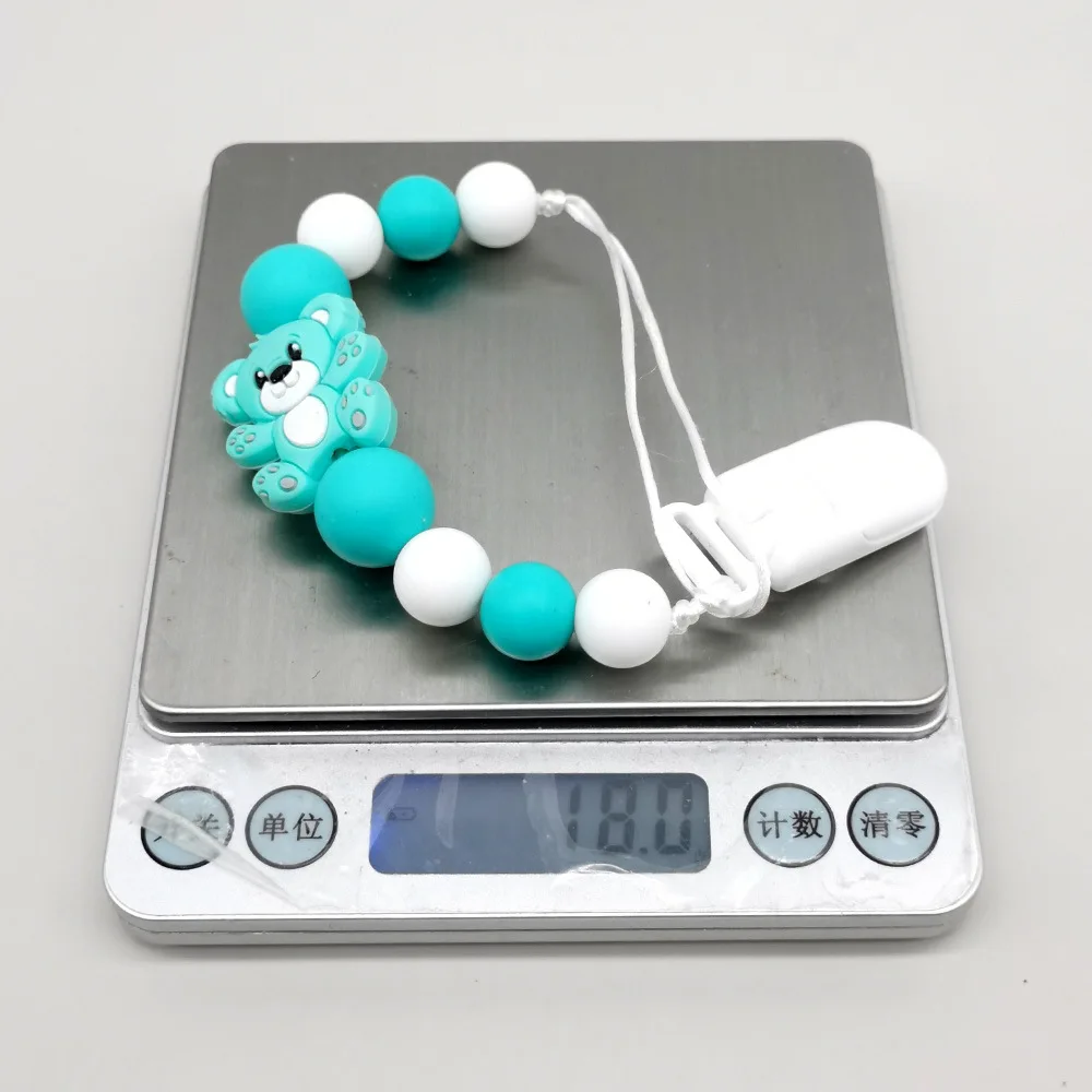 Bear Design Baby Pacifier Clip, BPA-Free Silicone Infant Pacifier Holder, Cute Dummy Chain for Baby Boys & Girls