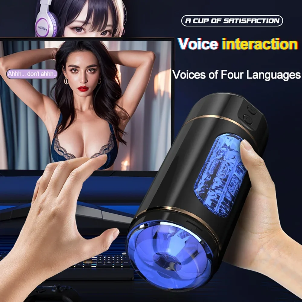 Male Masturbator Cup Adult Pussy Toy Vibrating Thrusting Sucking
