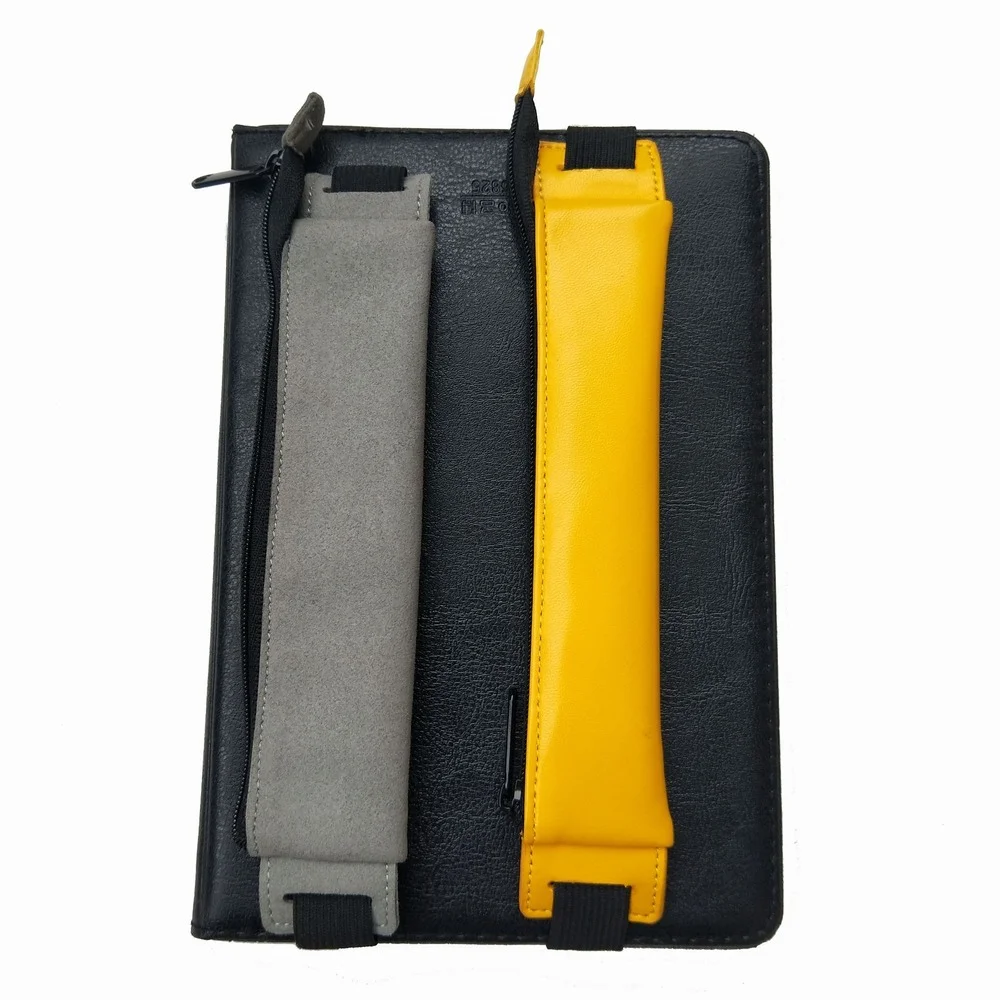 Premium PU Leather Elastic Buckle Pen Organizer Sleeve