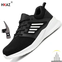 Fashion Safety Shoes Men Steel Toe Sneakers Puncture Proof Breathable Work Boots Man Comfy Work Shoes slip and oil resistant