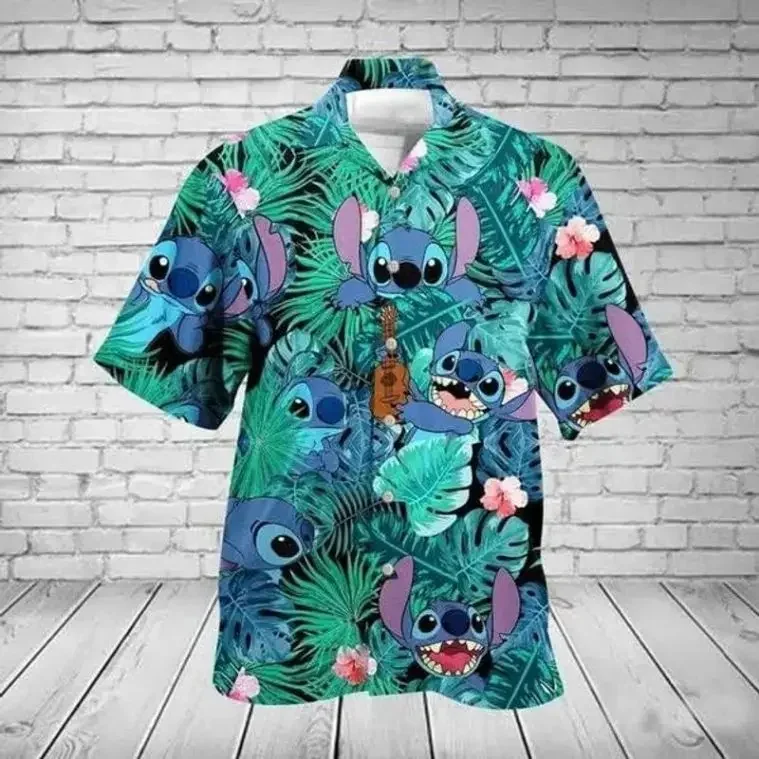 Hawaiian Shirt Stitch Disney Vintage Button Down Men Women