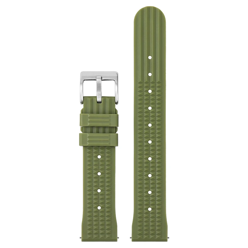 Premium Rubber Watch Band with Stainless Steel Buckle - Quick Release, Soft, and Universal Fit