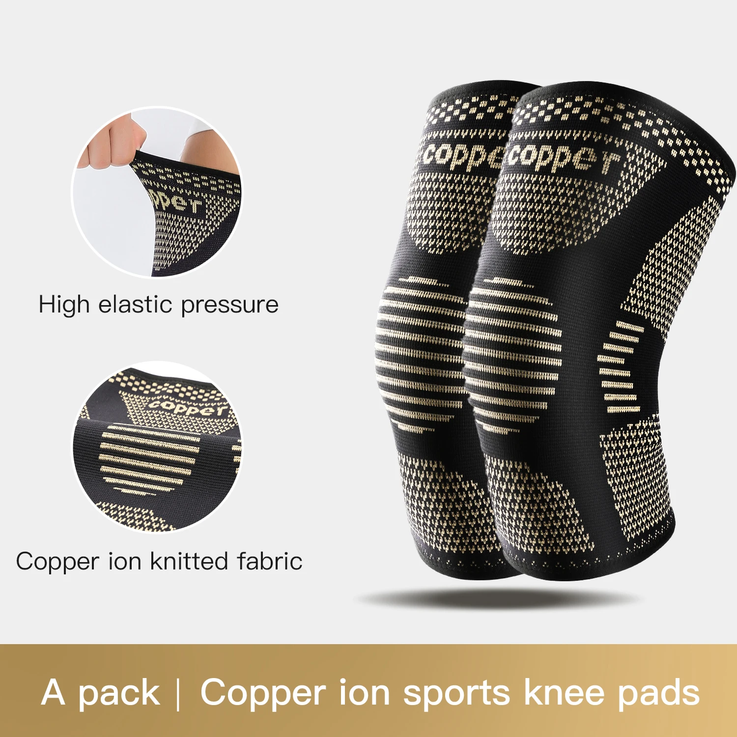1PC Copper Knee Brace for Arthritis Pain Support-Copper Knee Sleeve for knee pain Compression sleeve for Sports,Knee Pain Relief