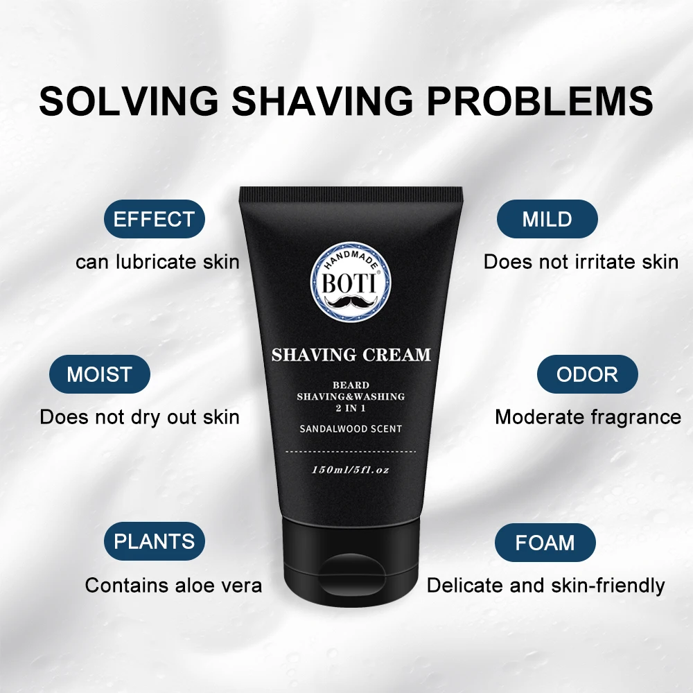 Boti Sandalwood Shaving Cream Shaving 2 In 1 Combination Men's Beard Wet Barber Shop Professional Cleaning Beard