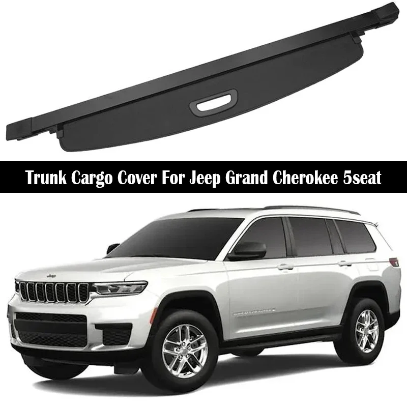 

Rear Trunk Cargo Cover For Jeep Grand Cherokee 5seat 2022-2024 Shield Shade Curtain Partition Board Privacy Security Accessories