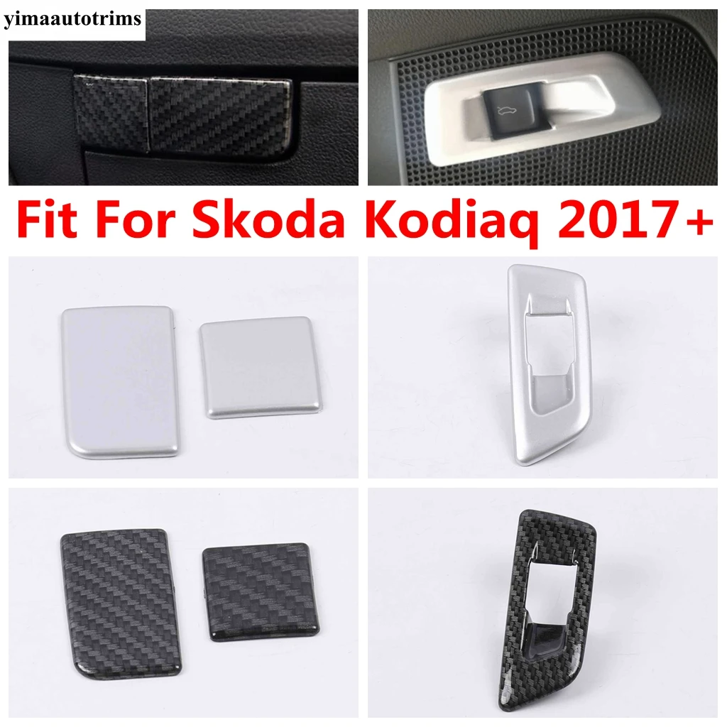 

Glove Box Sequin / Rear Tail Gate Button Panel Cover Trim For Skoda Kodiaq 2017 -2022 Carbon Fiber / Matte Interior Accessories