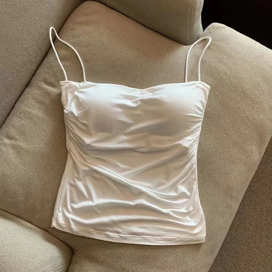 Sophisticated Girls Pleated Halter Crop Top Summer Versatile Soft and Breathable Girls Camisoles Girls Daily Wear Underwears 6