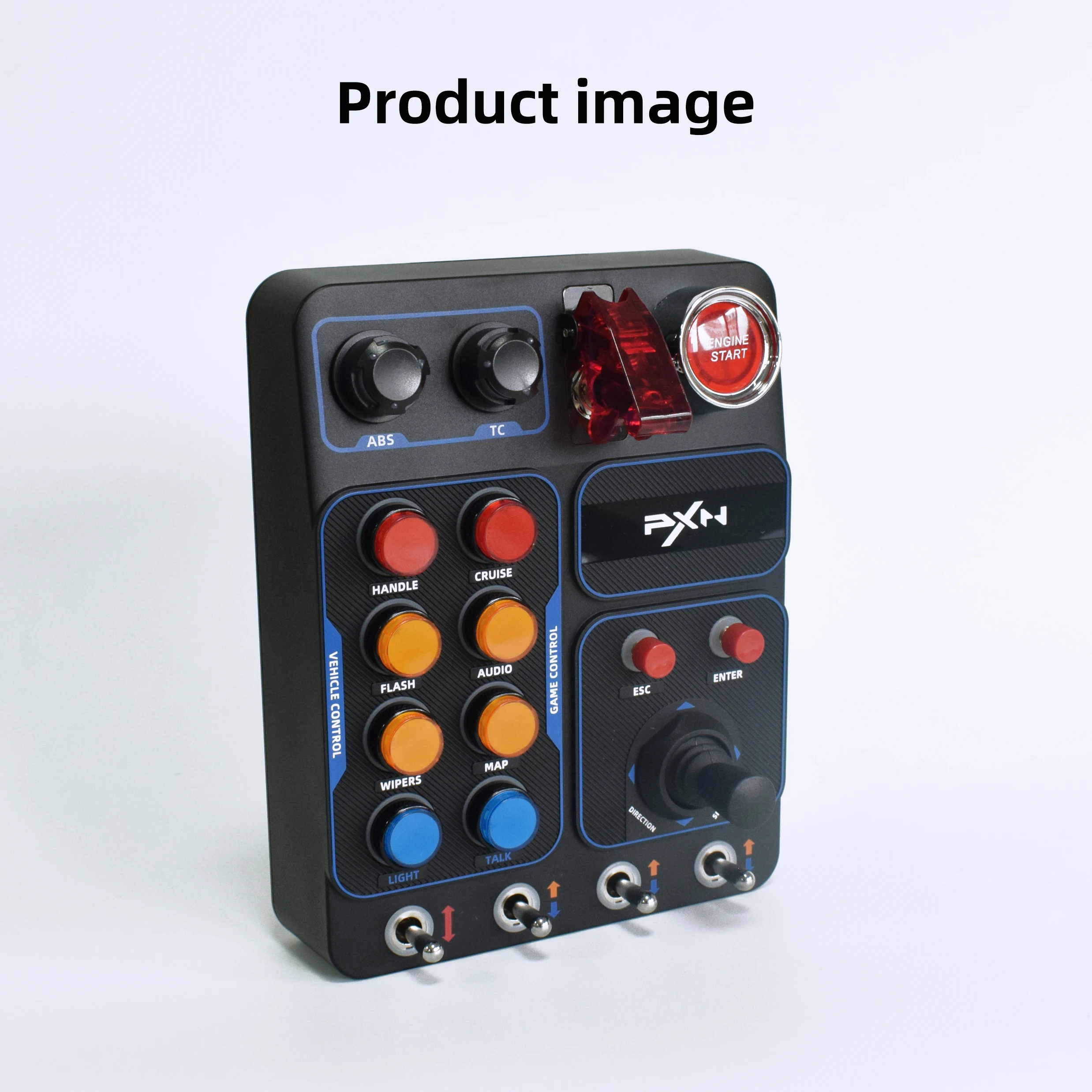 PXN-CB1 중앙 제어 박스는 PC 컴퓨터를 지원하며, 맞춤형 RGB 조명과 30개의 프로그래밍 가능한 버튼을 갖추고 있습니다.