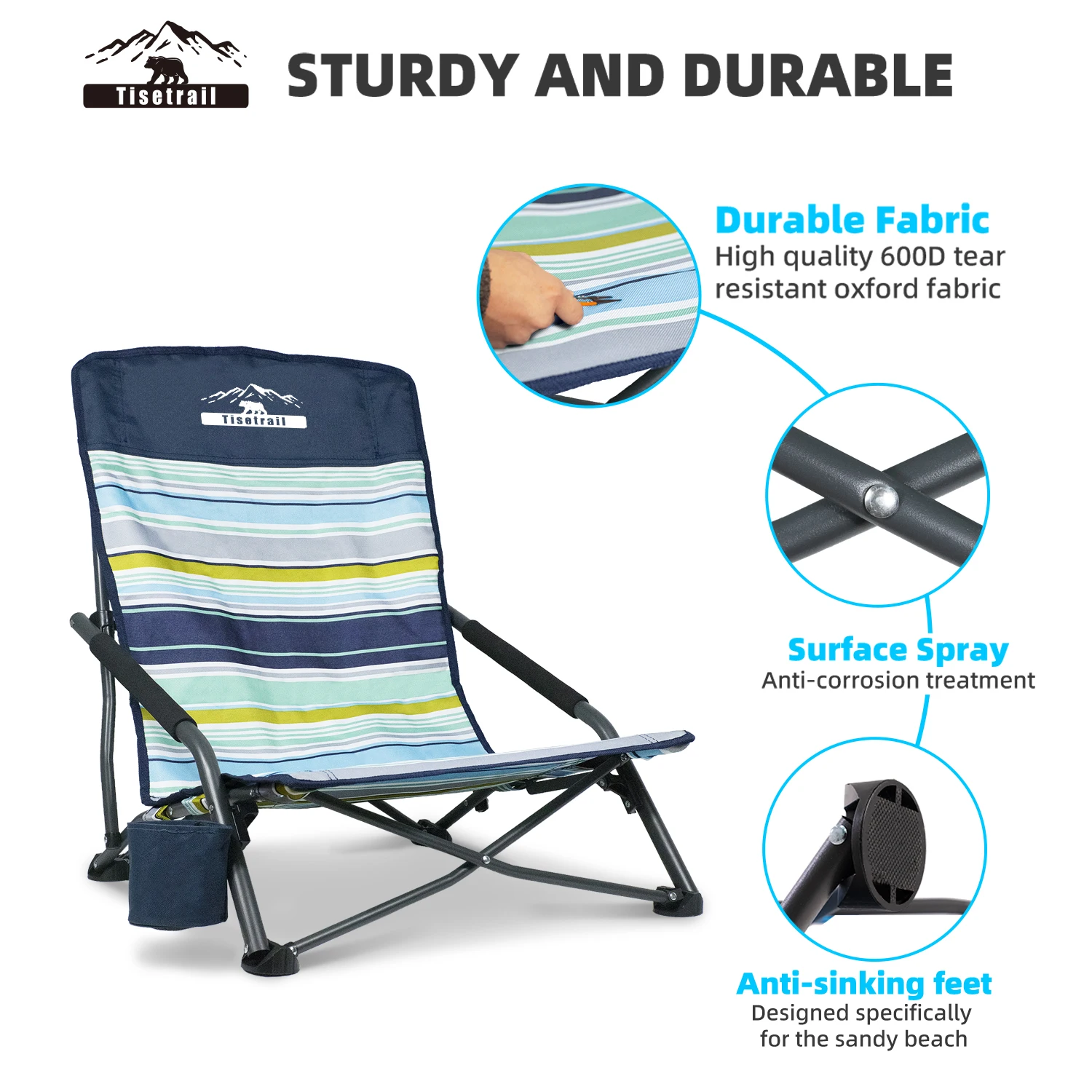 Tisetrail 2 Pack Portable Beach Chair 6