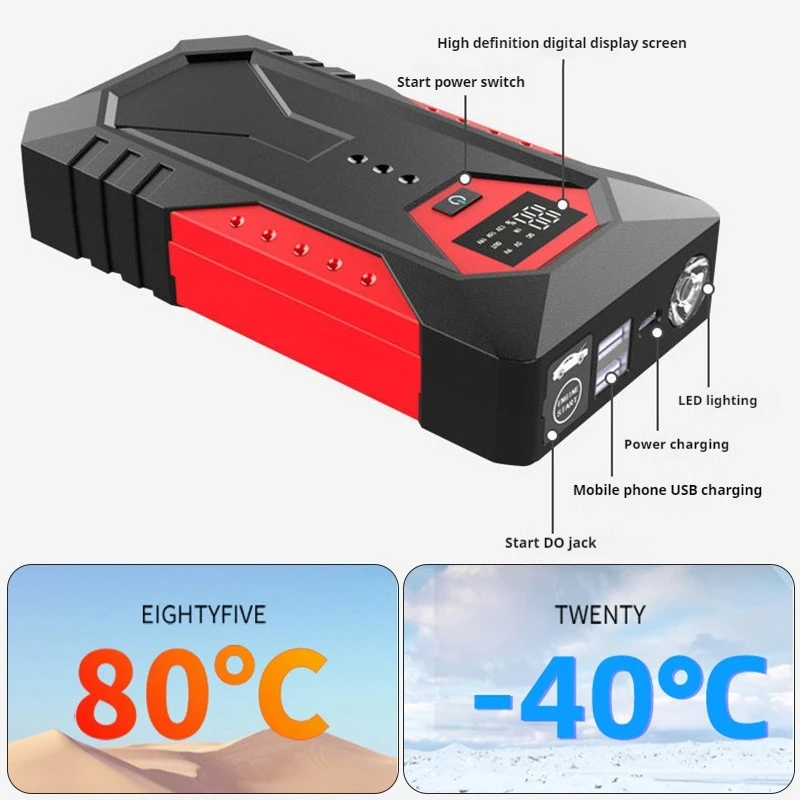 Emergency Car Battery Starter Booster 18000mAh 12V Car Jump Starter Portable Power Bank Petrol Diesel Starting Device Cables