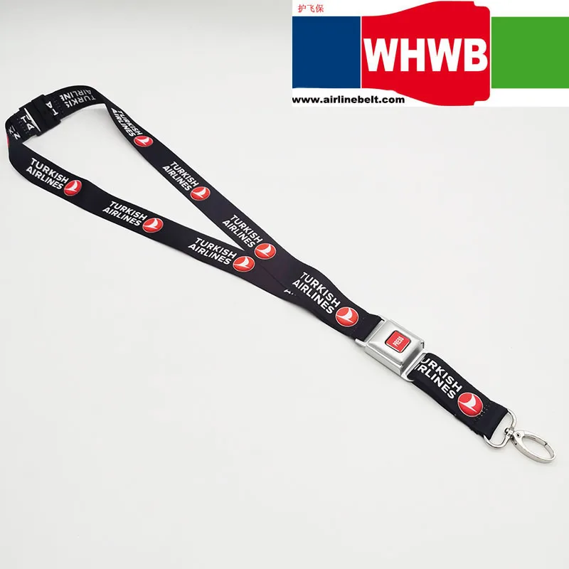 Universal Turkish Airlines Airplane Safety Seat Belt Buckle Lanyard Pilot Man ID Card Lanyard Mobile Phone Customised Lanyard
