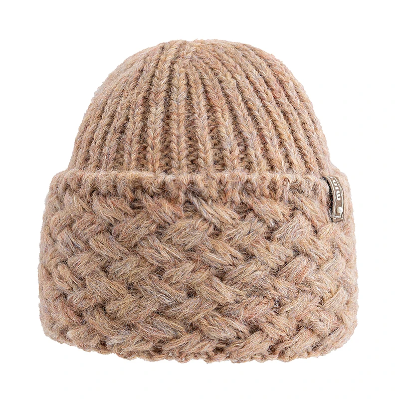New Women Plush Fur Warm Beanie Hat Trendy Knitted Hat Fashion Female Elegant Winter Hat