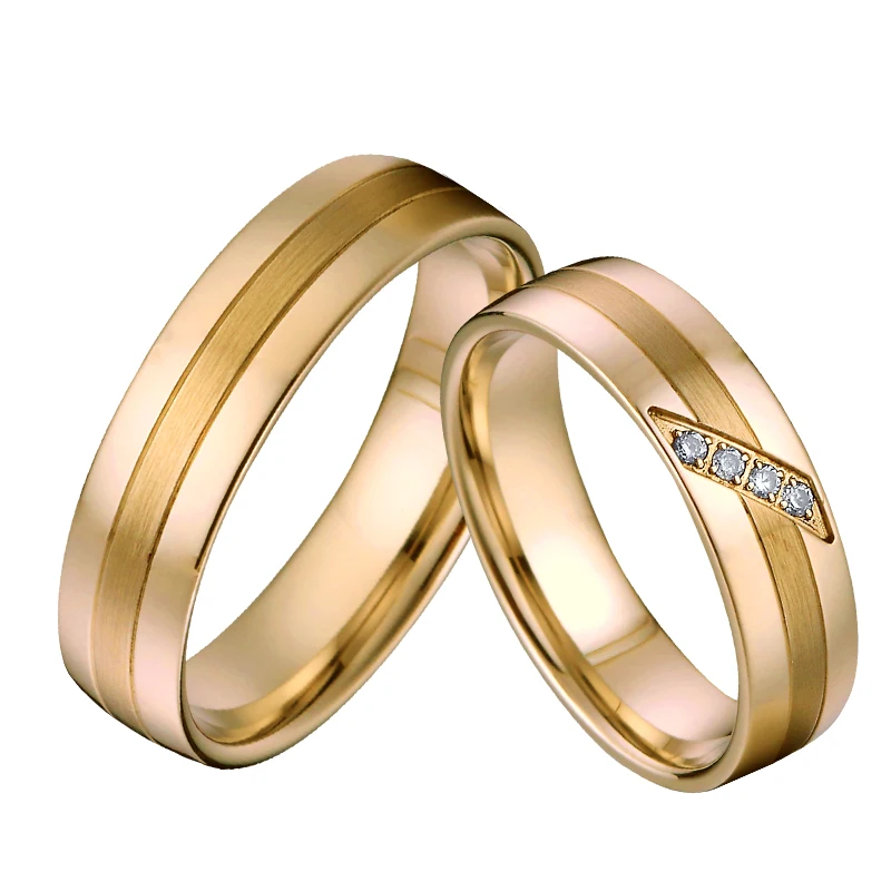 wedding rings for men and women lovers alliance anniversary engagement couples stainless steel ring gold plated jewelry