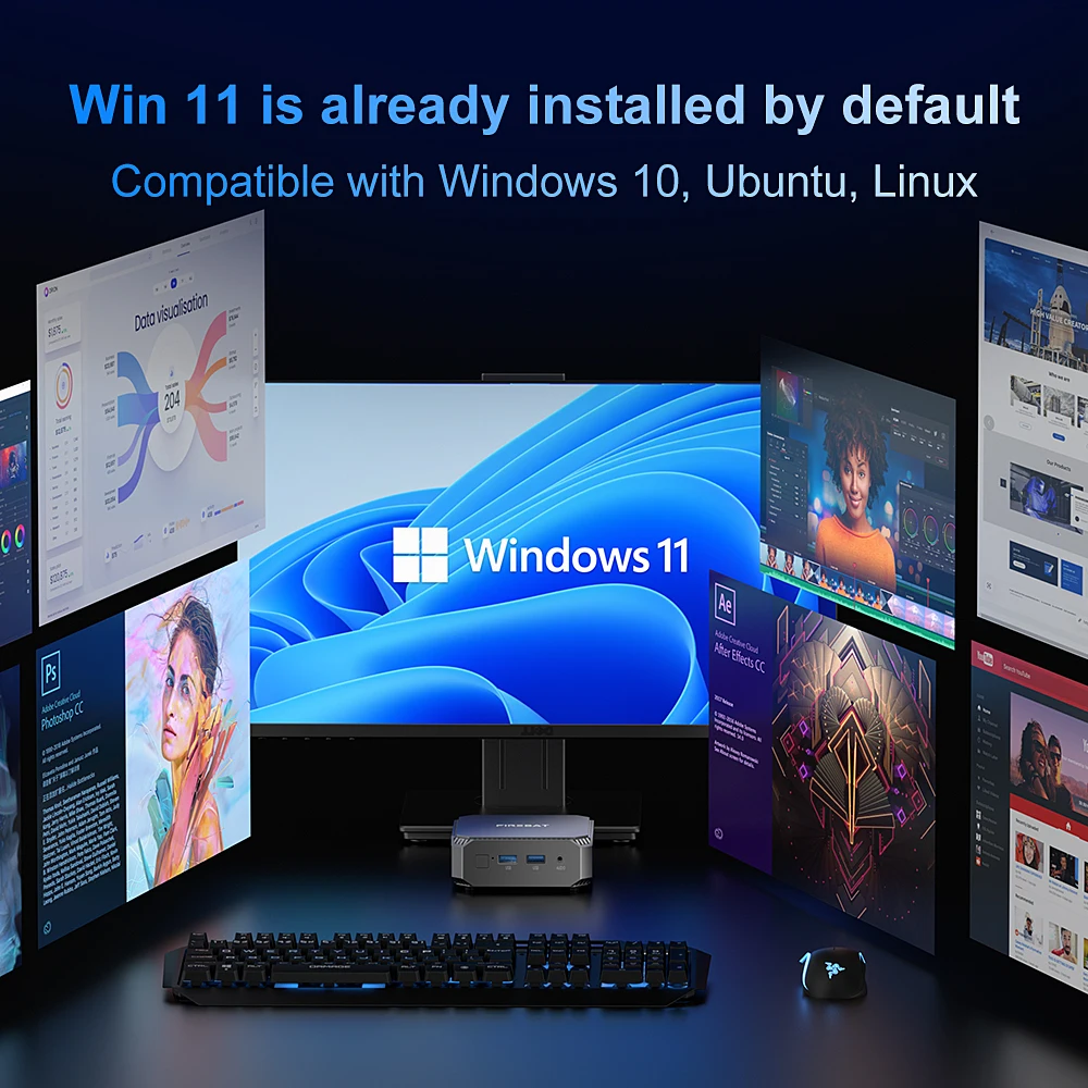 ミニPC Firebat T8 Pro+: Celeron16GB RAM, 256GB Firebat T8 Pro Plus Windows 11 Intel N100 N5095 Mini Pc